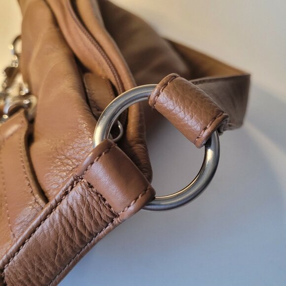 St. John's Bay Brown Genuine Leather Shoulder Bag Hobo Tote - Picture 8 of 10